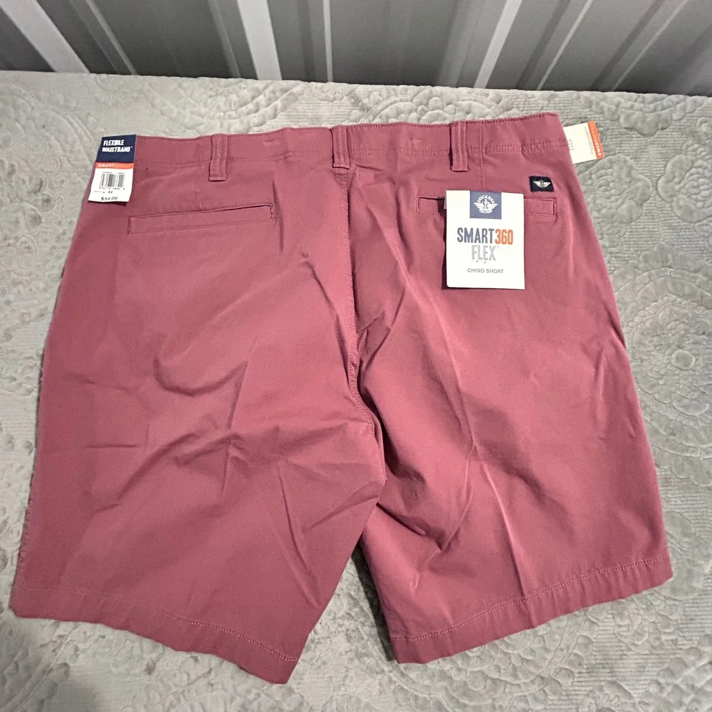 Dockers Mens Smart 360 Flex Chino Shorts 42 Clay Pink Smart Series Stretch New